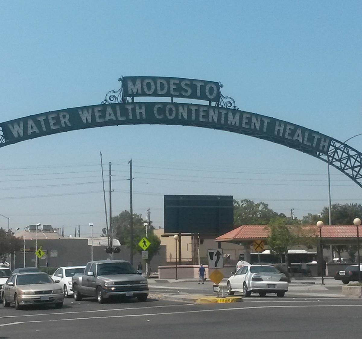 Modesto Arch over a downtown street in Modesto, California
